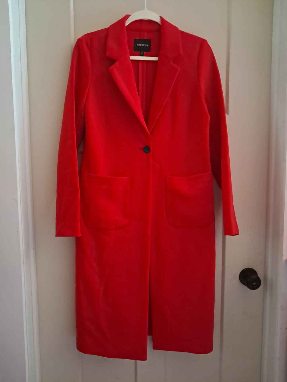 Express Women's Bright Red Single-Button Long Coat